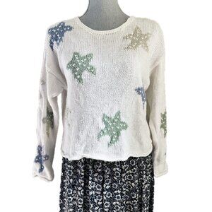 Freeport Studios Cotton Summer Chunky Knit Sweater Stars Size Small